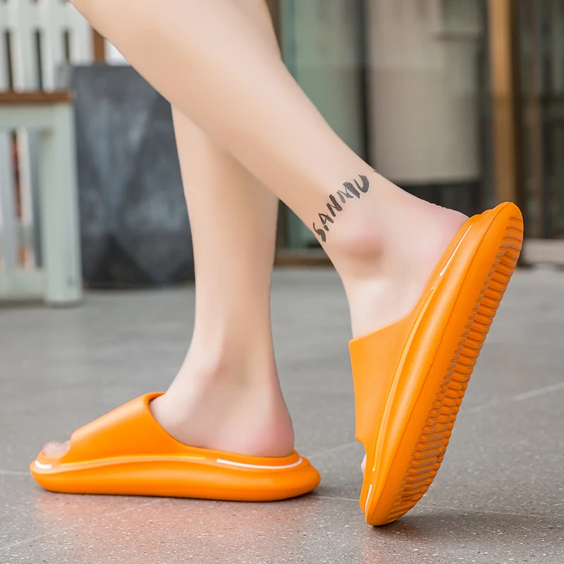 Beach Slippers   Genderful Anywear unisex Men's Women’s Thick Bottom Summer Fashion Casual Flip Flops Womens mens Designer Slides Anti-Slip Home Sandals for man woman Vacation holiday getaway Footwear in Orange 