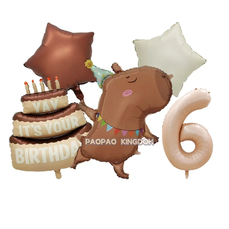 Niedliches Capybara-Set Cartoon Aluminiumfolienballon Babyparty Kindergeburtstag Hochzeitsfeier Dekorationen Zubehör – Detail 15