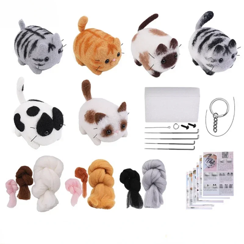 Needle Felting Set Animals DIY Needle Felting Set with Foam Mat for Handcraft Project Beginners Needle Felting Supplies Kits with Tools