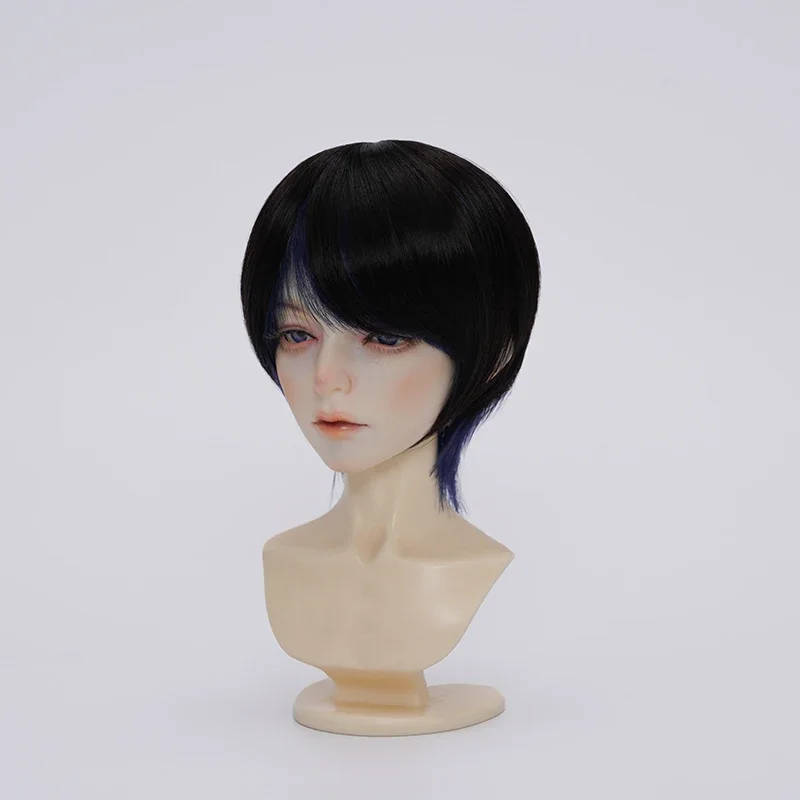 Doll's Wig for 1/3 1/4 1/6 Bjd Doll Color Blocking Short Hair Soft Silk Play House Girl Toys Dress Up Doll Accessories, No Doll