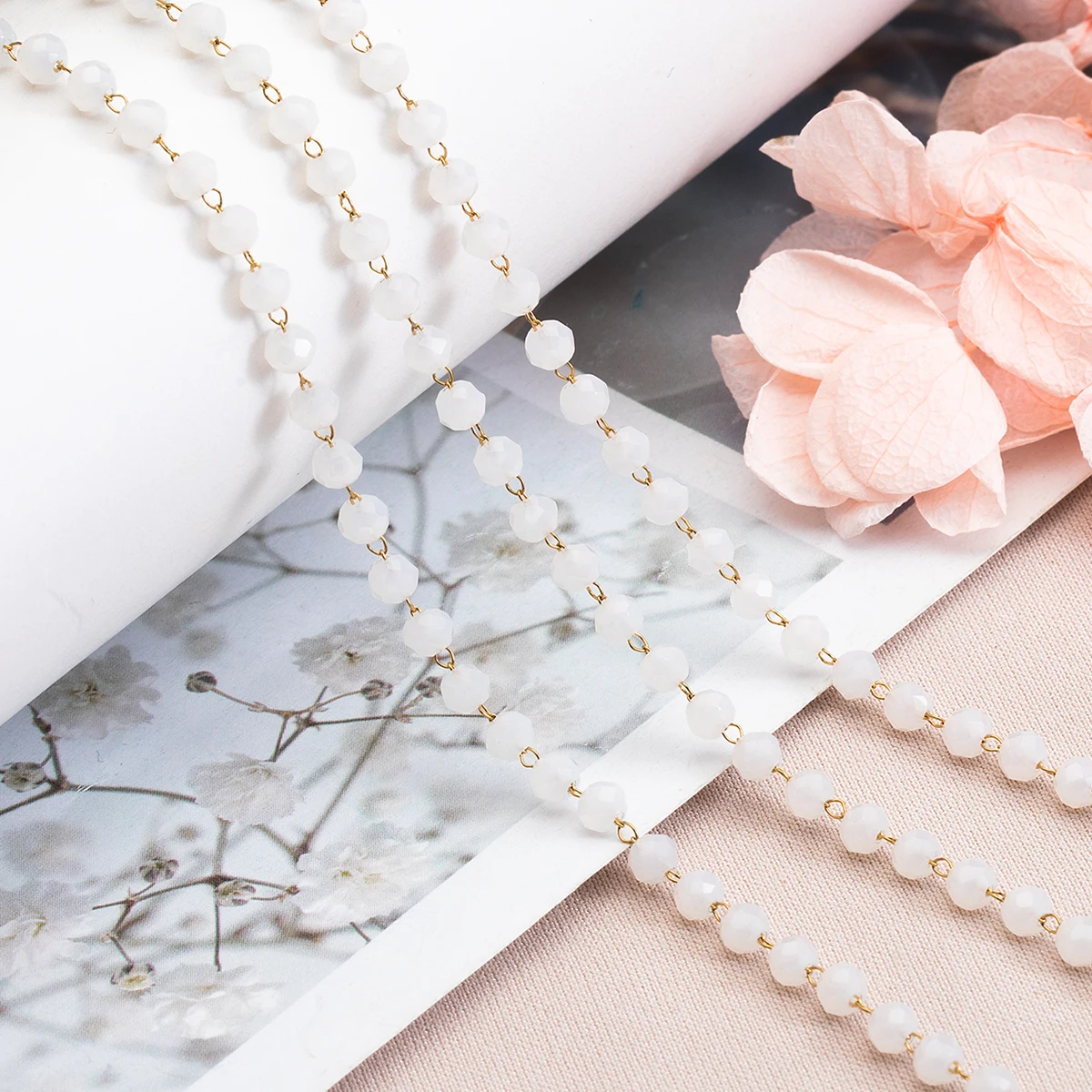 1 Meter Stein Edelstahl Kette Muti-Color Kristall Perlen Ketten Link für DIY Schmuckherstellung Halskette Armband Erkenntnisse – Detail 12