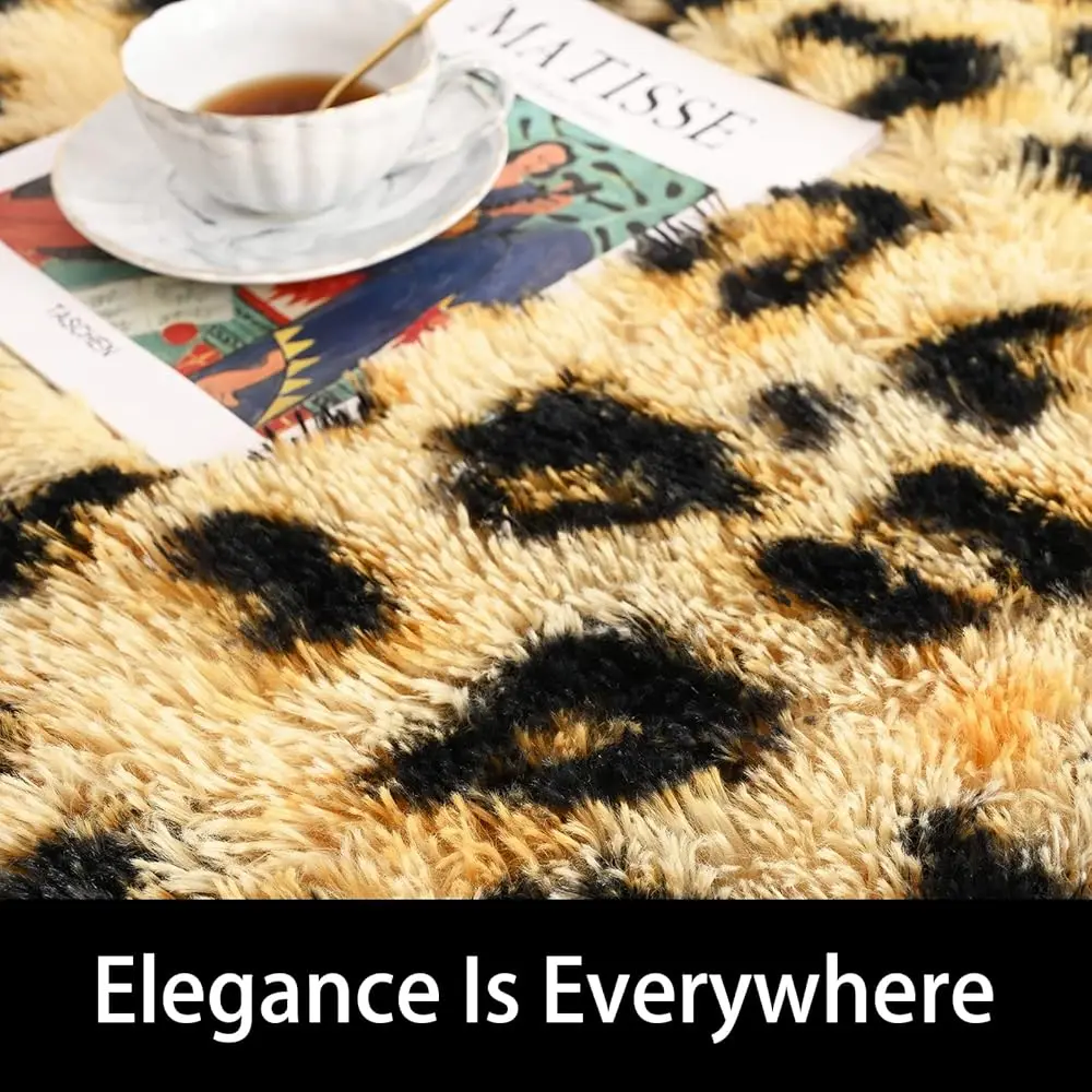 Fluffy Leopard & Cheetah Print Area Rug 3