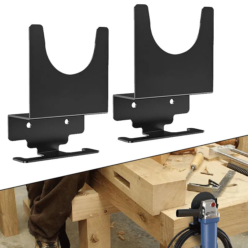 Angle Grinder Stand Holder Polisher Holder Storage Rack Wall-mount Bracket 2pcs for 5 inch Home Shop Workbench Hand Sander Tool