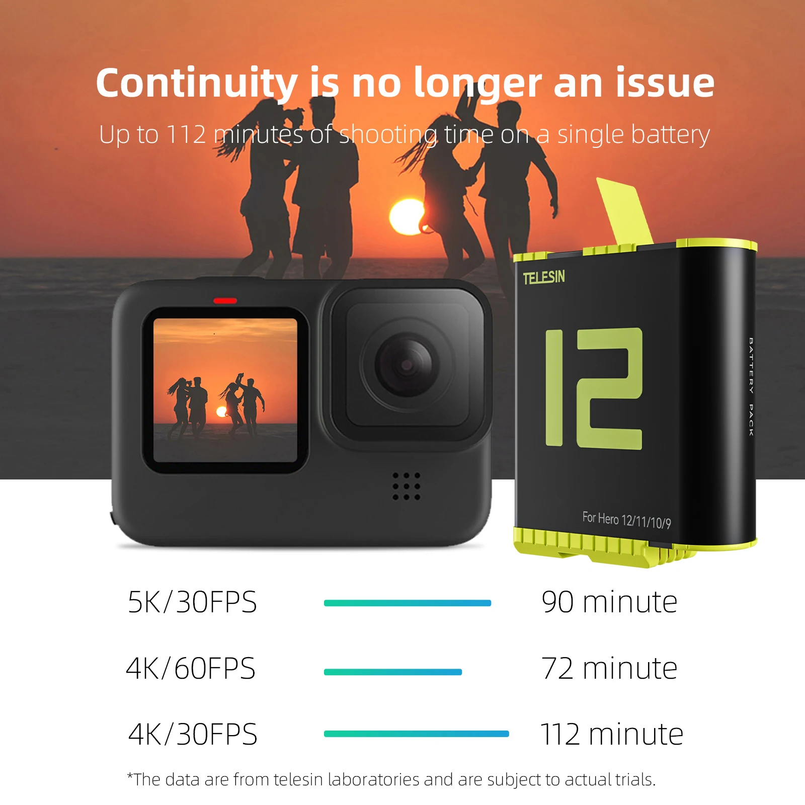 TELESIN For GoPro 10 Battery 1750mAh Replacement Battery for