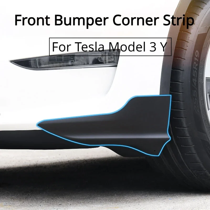 Tesla Model 3/Y Front Bumper Corner Strips - Matte Carbon Protective Guards & Style Enhancers