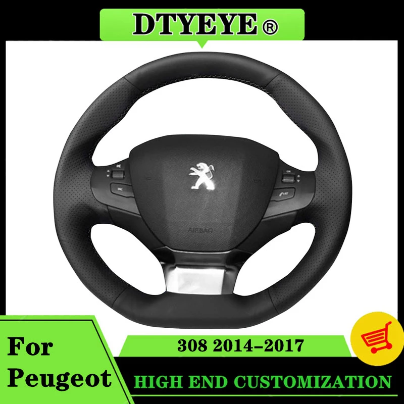 

Индивидуальный чехол на рулевое колесо автомобиля для Peugeot 308 2014-2017 Автомобильные аксессуары Интерьеры DIY Оплетка рулевого колеса из натуральной кожи