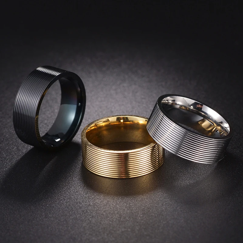 Fashion New Thin Line Groove Stainless Steel Rings For Women Men High Polished Grooved Finger Ring Wedding Party Jewelry Gift rings for men black tungsten for thumb couple ring high polished comfort fit wedding band gift party free shipping customized