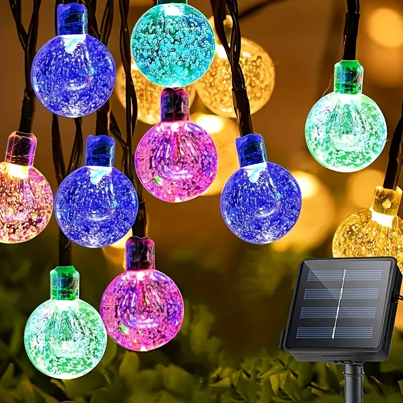 1pc Solar String Ball Light Outdoor Garden Atmosphere Christmas Decorative String Lights For Garden Tree Patio Party Decoration magdalyn waterproof solar outdoor wall light garden patio hanging coffee shop club decor atmosphere courtyard led rgb wall lamps
