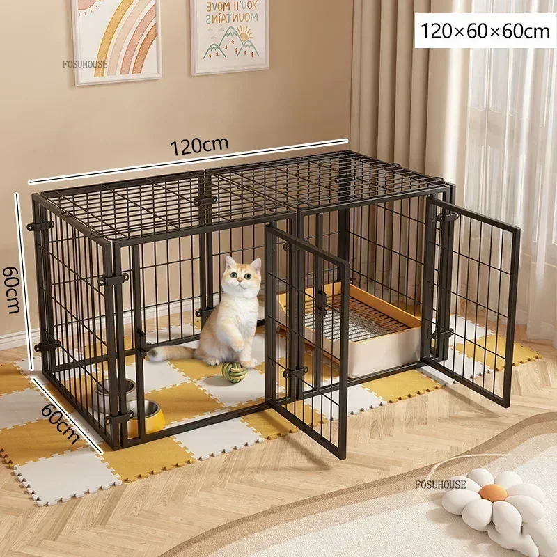 실내 간편 고양이 케이지 가정용 애완동물 울타리 점프 방지 고급 단조 철제 애완동물 게이트 야외 고양이 울타리 고양이 용품