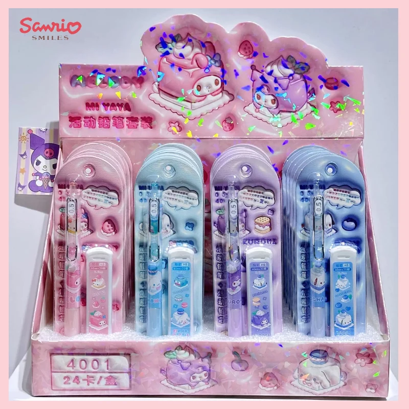 

Набор механических карандашей Sanrio Melody Kuromi Cinnamoroll, автоматический карандаш, школьные принадлежности, 24 шт.