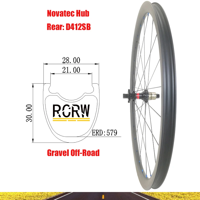 

700C Gravel Off-Road 30mmX28mm Rear Carbon Wheel 24 Hole Rim Novatec D412SB HG XD XDR Hub Pillar Wing20 Spoke MV 14 Bike Nipple