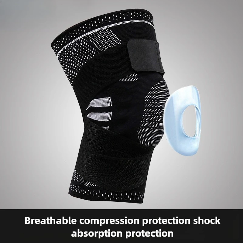 Enhanced Silicone Shock-Absorbing Knee Brace with Anti-Slip Support and Automatic Tightening