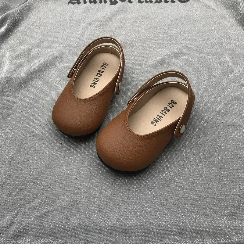 2024 New Korean Edition Princess Shoes Girls Leather Sandals Baby Fashion Slippers girl shoes