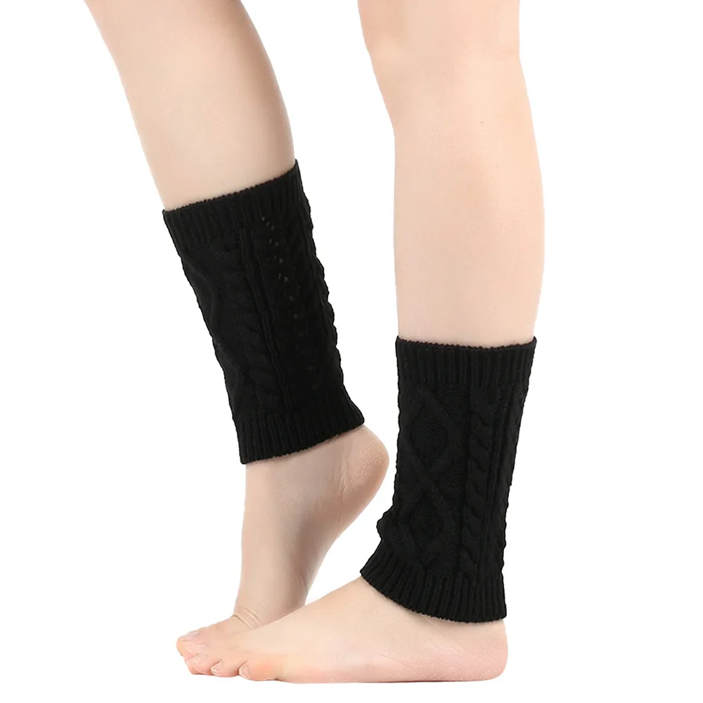 Schwarze Beinwärmer Knöchel Damen Thermal Winter Warm Gestrickt Slouch Damen Dicke Wollmanschetten Stiefelsocken Weibliche Diamantmanschette Geschenk – Detail 13