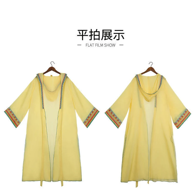 cute bathing suit cover ups Ginzagirl Kimono Mori Girl Retro National Style Lady's Hooded  Long Coat Cardigan Loose And Covered  Beach Sunscreen sheer bathing suit cover up