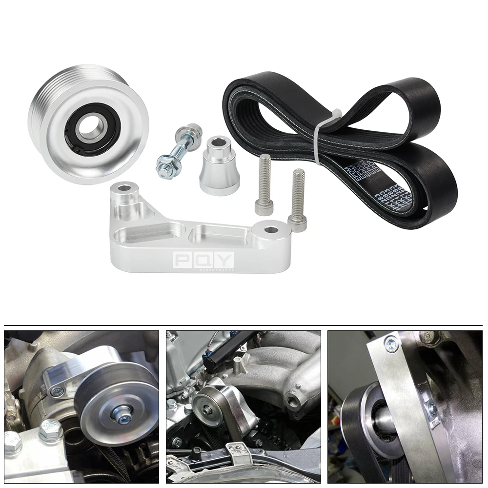 Hypertune Adjustable EP3 Pulley Kit for Honda 8th 9th Civic K20 & K24 Engines with Auto Tensioner Keep A/C Installed CPY01