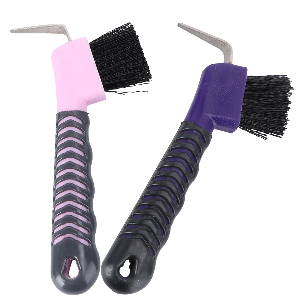 

2 Pcs Horseshoe Brush Nursing Cleaning Pick Brushes Tools for Grooming Tpe Grip Hoof