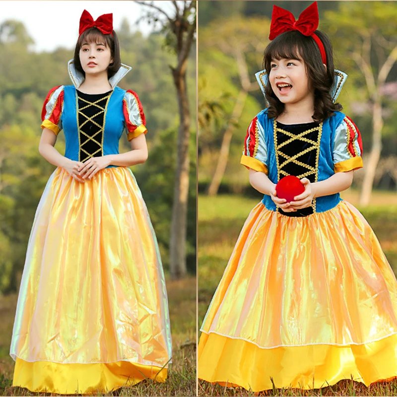 

Women Cartoon Princess Costume Family Women Girls Fairy Tale Princess Costume Adult Halloween Carnival Party Fancy Dress