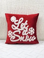 Luxurious Red Velvet Snowflake Embroidery Pillow Cover - 30*50cm (MULTI)