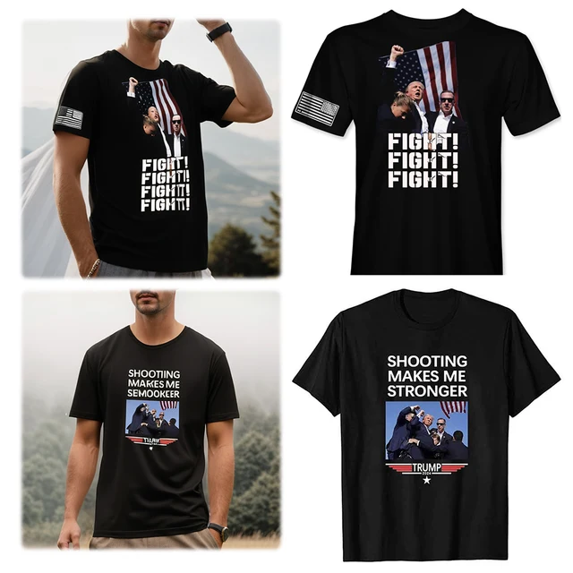 Trump America T-Shirt USA Freedom Short Sleeve Print T-Shirt Novelty Graphic Trump Shot Fight T Shirt Men Women Streetwear 3
