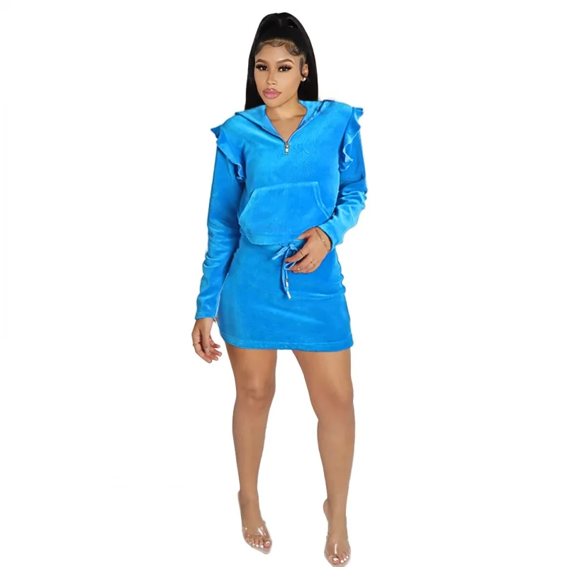 2 Piece Set Women Tracksuit Casual Autumn Outfits Loose Top And Short Skirt Sweat Suits Lounge Wear Two Piece Matching Sets 2023