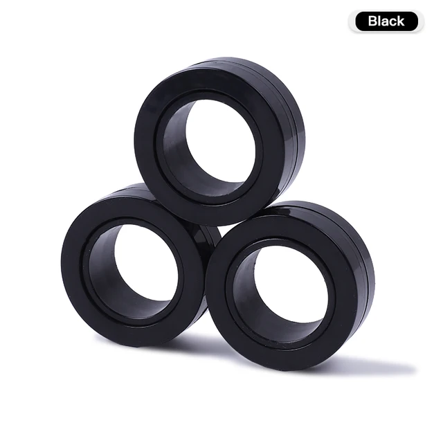 3pcs Magnetic Rings Unzip AntiStress Ring Spinner Magnetic Spinner Magic Ring Tool Bracelet For Children and Adult 3pcs-Black