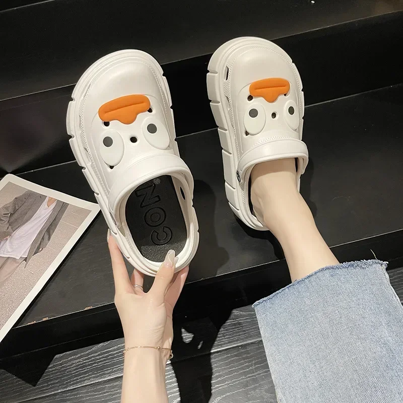 

Cros Couples Sandals Slippers Summer Super Thick EVA Slippers Head-cover Drag Non-slip Casual Soft Soled Beach Shoes Women
