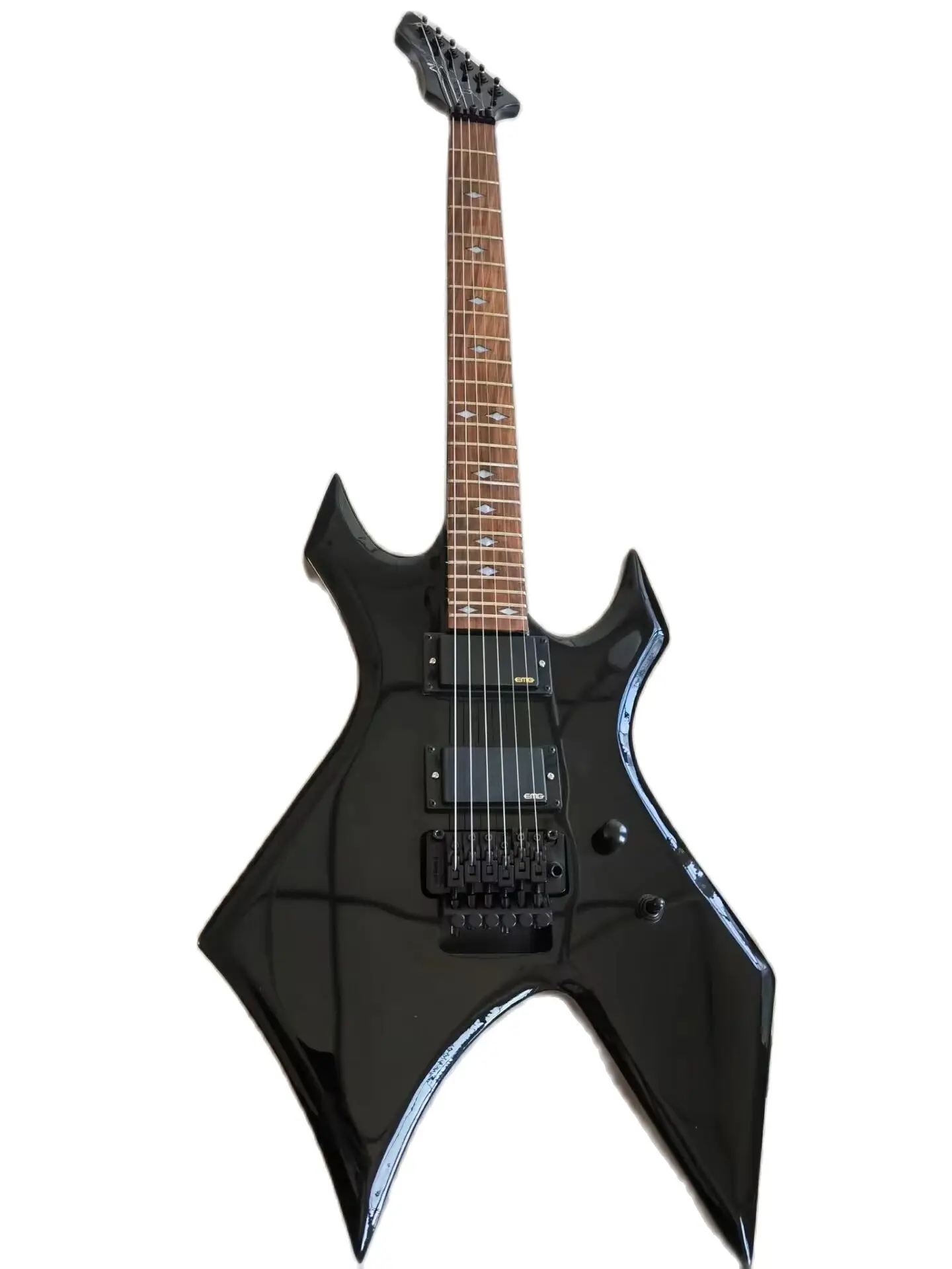 WarlockAllBlackElectricGuitarActivePickupsTremoloBridgeDiamond