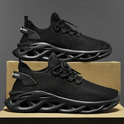 Men's Breathable Lightweight Black Athletic Sneakers - 46 (Black)