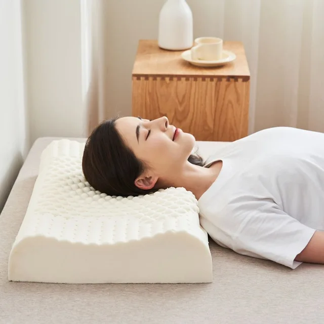 X cm thai pure natural latex pillow repair neck protection pillow pillowcase spine health orthopedic pillow rebound