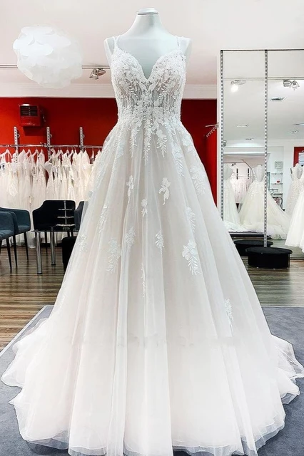 Vestido de noiva de renda e tule, vestido de noiva princesa, feito sob  medida, 2023 - AliExpress