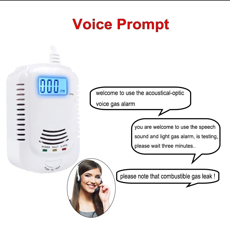 LCD Display Carbon Monoxide Detector CO Flammable Gas Leakage Sensor Home Security Fire Alarm for LPG LNG CH4 Methane Propane