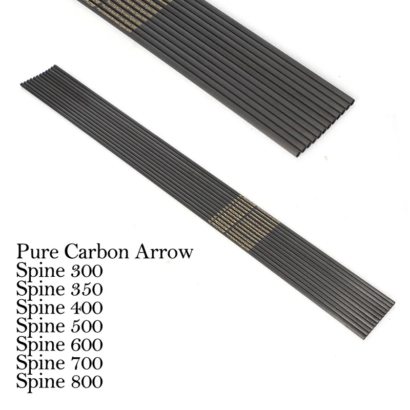 Tige de flèche en carbone pur pour tir à l'arc, 6 pièces, ID 4.2mm ou 5.2 6.2mm, colonne vertébrale 250-1800, droit, 0.001 0.003, tir à l'arc, chasse  18