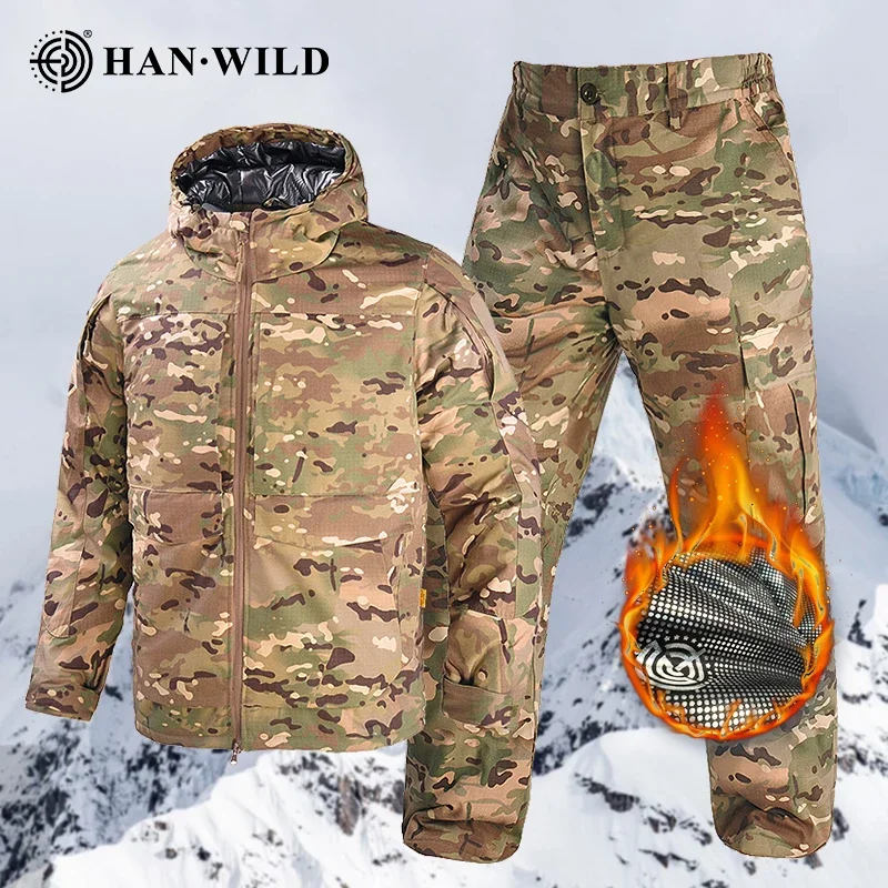 Tactical pants tactical suit Winter Outdoor Hunting Set Camo Thick Warm Waterproof Jacket Pants Men Clothing Tactical Uniform Ghillie Suits Wear-resisting