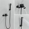 Black Bathroom Faucet Waterfall Concealed Bathtub Faucets Wall Mounted Shower System Tub Tap With Plastic Hand 1