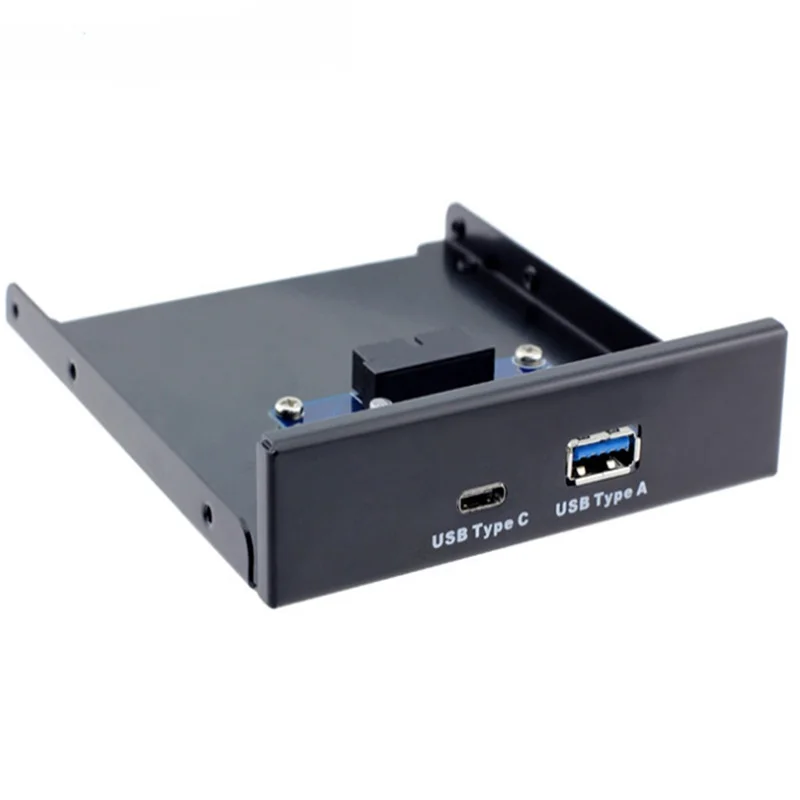 USB 3.0 Type-A USB 3.1 Type-C USB-C Dual Port to Motherboard 20Pin Front Panel for 3.5" Floppy Bay