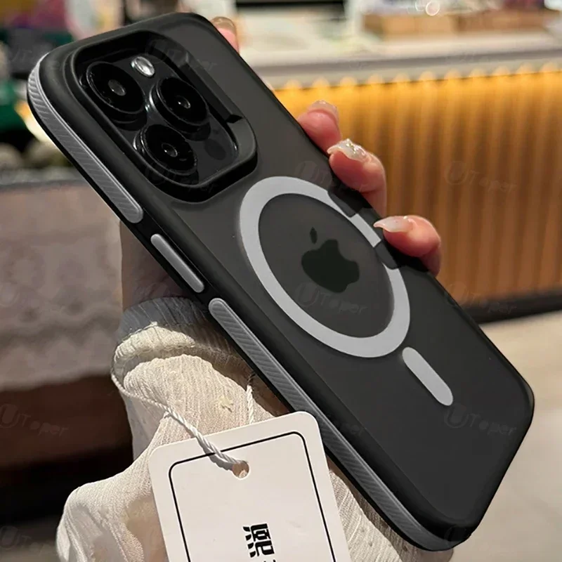 Bicolor Matte Frosted Magnetic Translucent Shockproof Phone Case