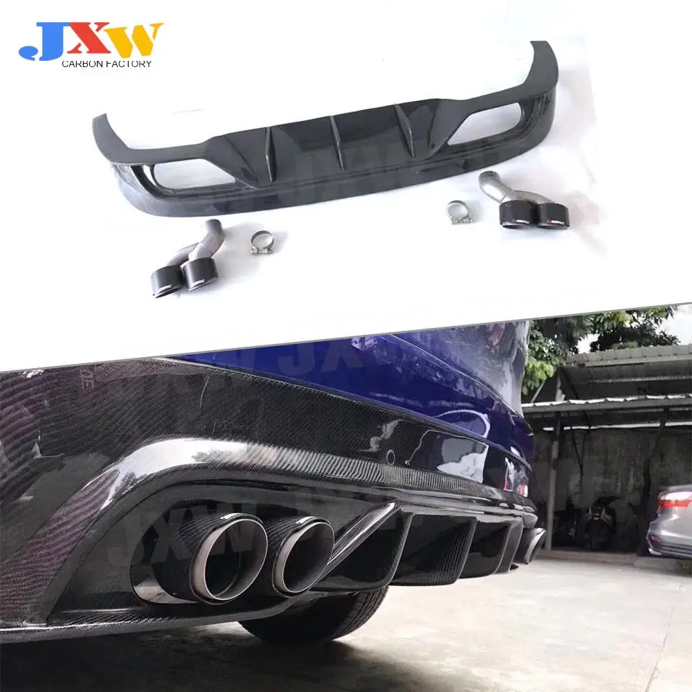 

Автомобильный выпуск из углеродного волокна со стальными наконечниками глушителя выхлопных газов для Jaguar диффузор, губа на задний бампер 2016-2018 защита заднего бампера