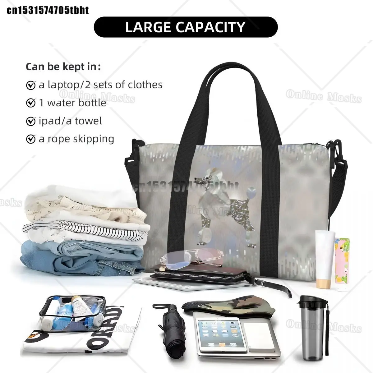 Luxury Pearl And Abalone Poodle Dog Grocery Tote Shopping Bag Women Big Capacity Pudel Caniche Beach Gym Travel Bags