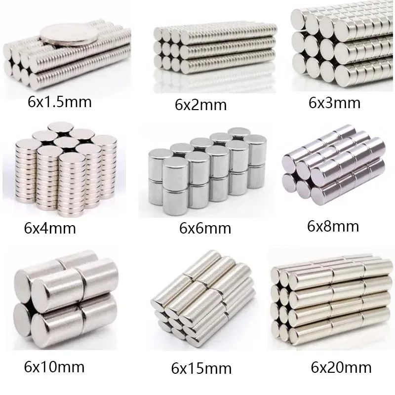 Magnet Small Round Magnet Strong magnets Rare Earth Neodymium 6mm Diameter 1/1.5/2/3/4/6/8/10/15/20mm Thick 10-50Pcs