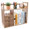 NEW Bamboo Desk Bookshelf Small Expandable Desktop Organizer Table Top Bookcase 3