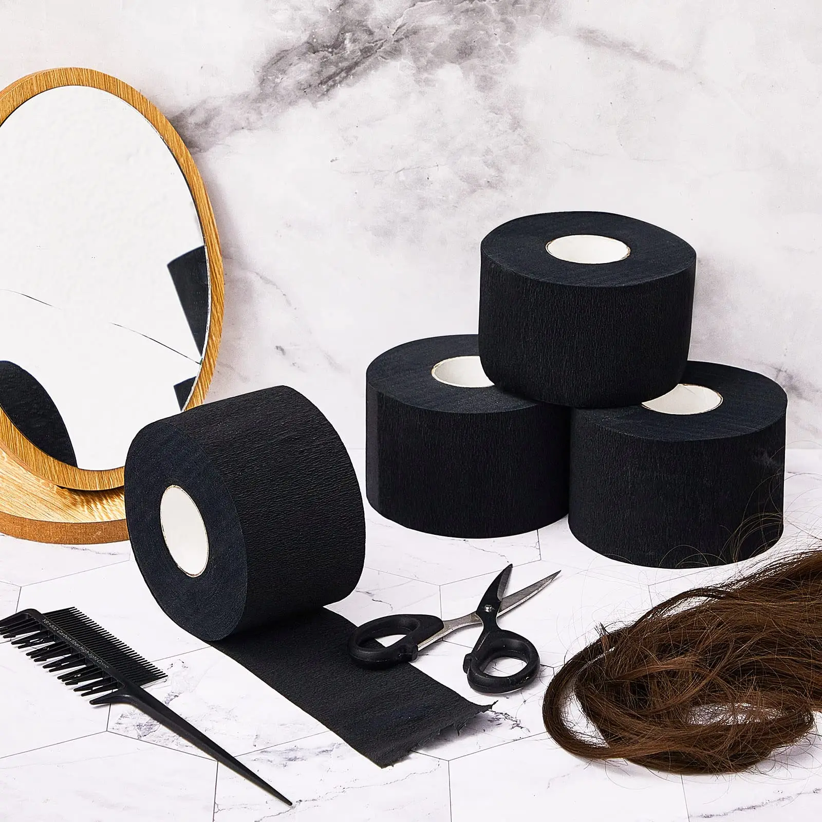 1 Roll Disposable Black Barber Neck Strips Barber Neck Paper Stretchy Strip Neck Edge Paper Haircut Styling Accessories 6