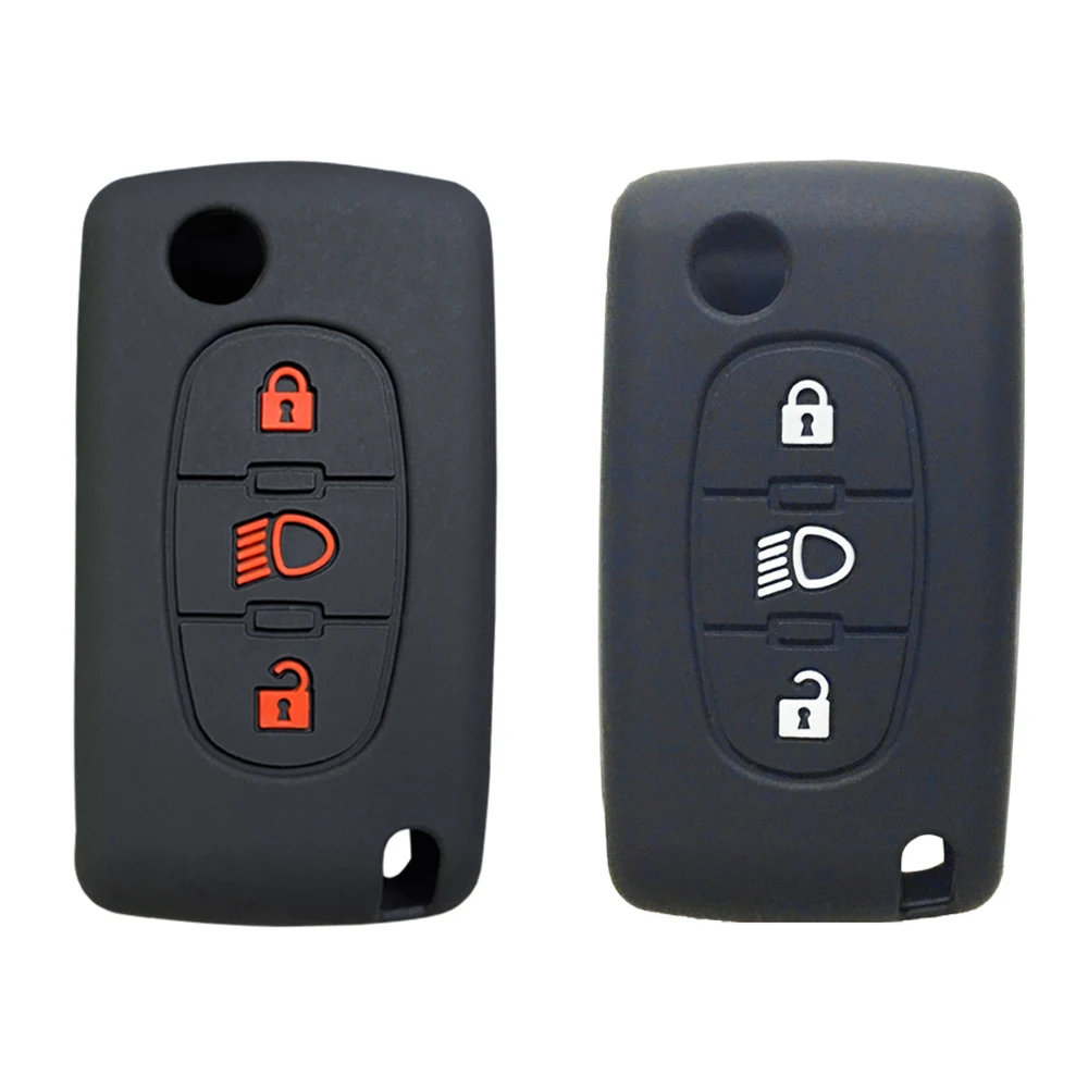 Key Case Cover Key Case Car Key Shell Remote Control Case Cover Silicone Car Key Cover For Citroen C5 X7 C4 Picasso Cactus Berlingo C3 Xsara C6 C8 C5 Exclusive Folding 3Button Case Protection