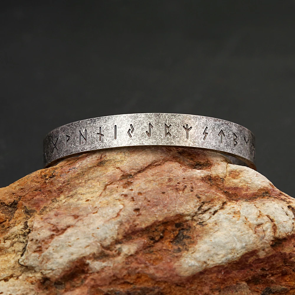 Fashion Vintage Viking Rune Bracelest for Men Women 316L Stainless Steel Simple Open Bracelet Amulet Jewelry Gift stainless steel bracelet