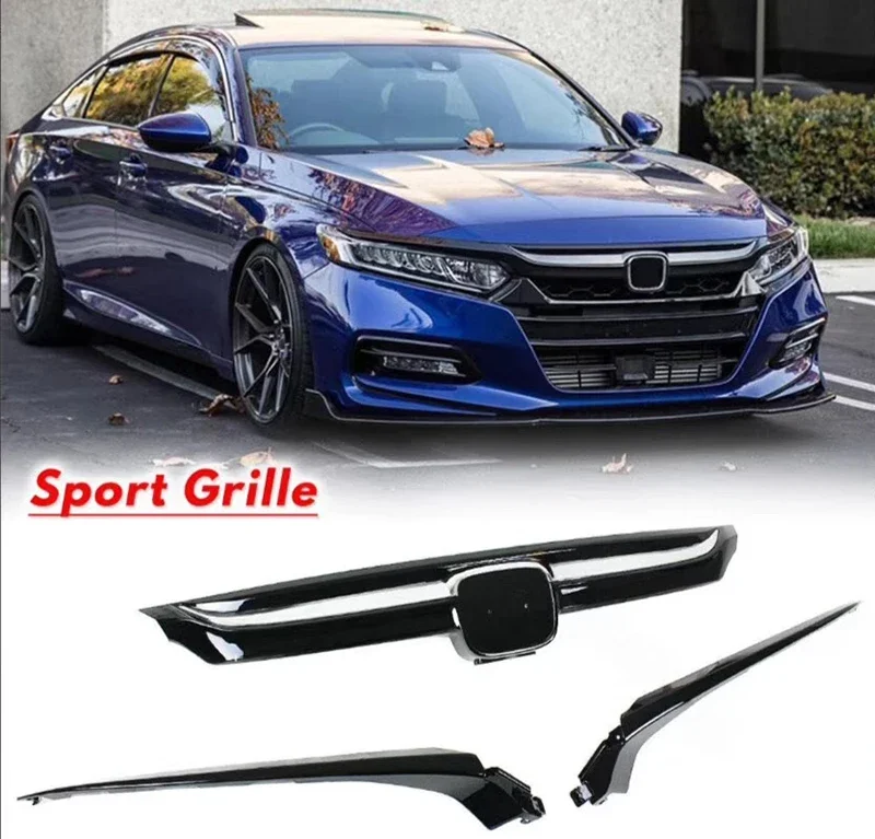 

Glossy Black Front Grille trim For Honda For Accord Sedan 10th Gen 2018-2019 Grille Cover Replacement Base Moulding Trim