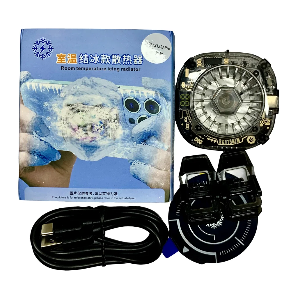 Phone Cooler 5V3A High-Power Cooling X122 Semiconductor Mobile Phone Cooler Ice Cold Radiator Magnetic & Back Clip Temperature Display