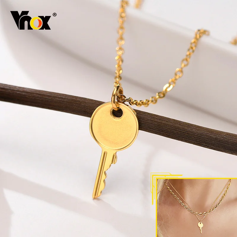 Vnox Women Chic Padlock Pendant Charm Necklaces, Gold Color