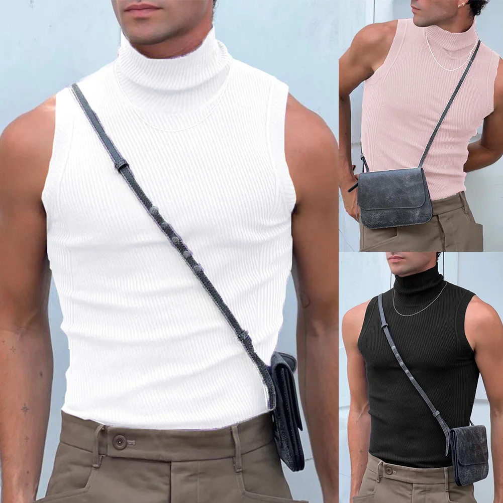 Description Picture 3 of itemRegular Vest Vest Skinny Sleeveless Slim Fit T Shirt Tank Tops Bodybuilding Tops Brand New Turtleneck Undershirt