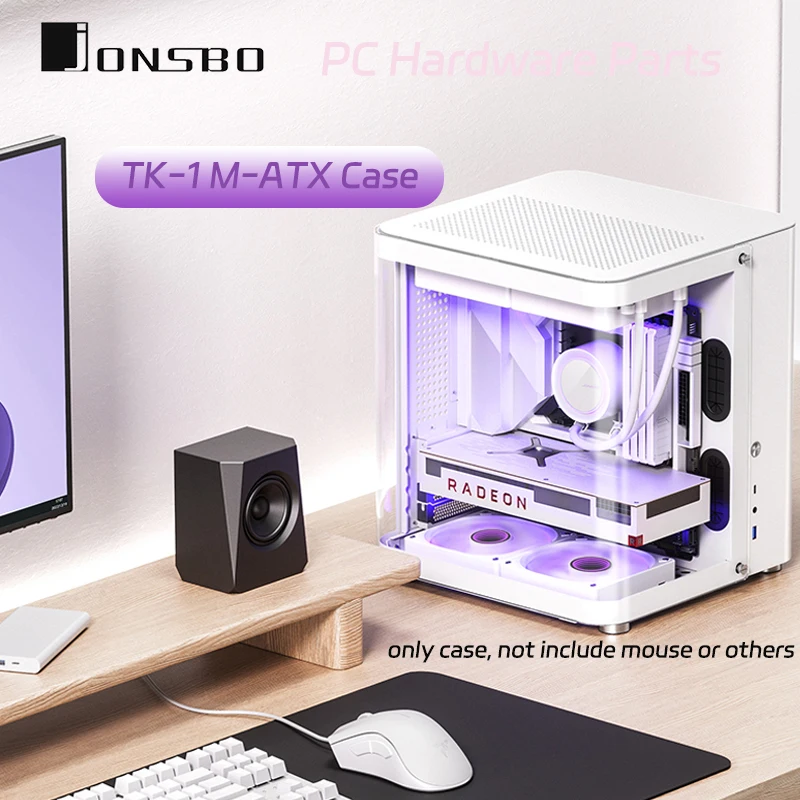 JONSBO TK-1 2.0 Ver M-ATX Chassis with U-shaped Glass Panel Hyperboloid Tempered Glass Subdivision SP ATX PSU for 7800x3d