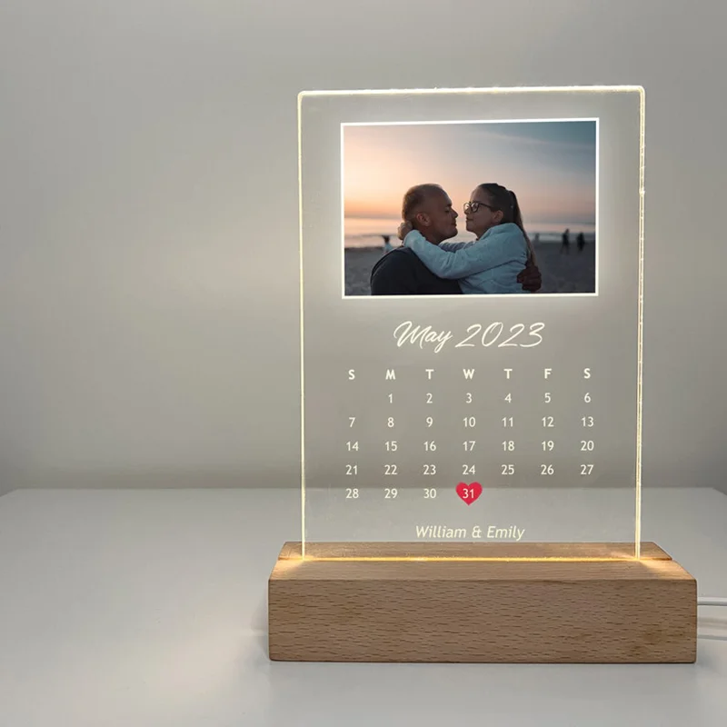 Personalised Wedding Day Calendar Glass Plaque Gift